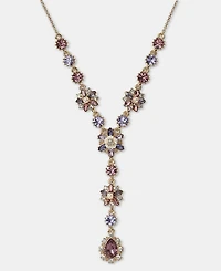 Marchesa Gold-Tone Crystal Cluster Lariat Necklace, 16" + 3" extender