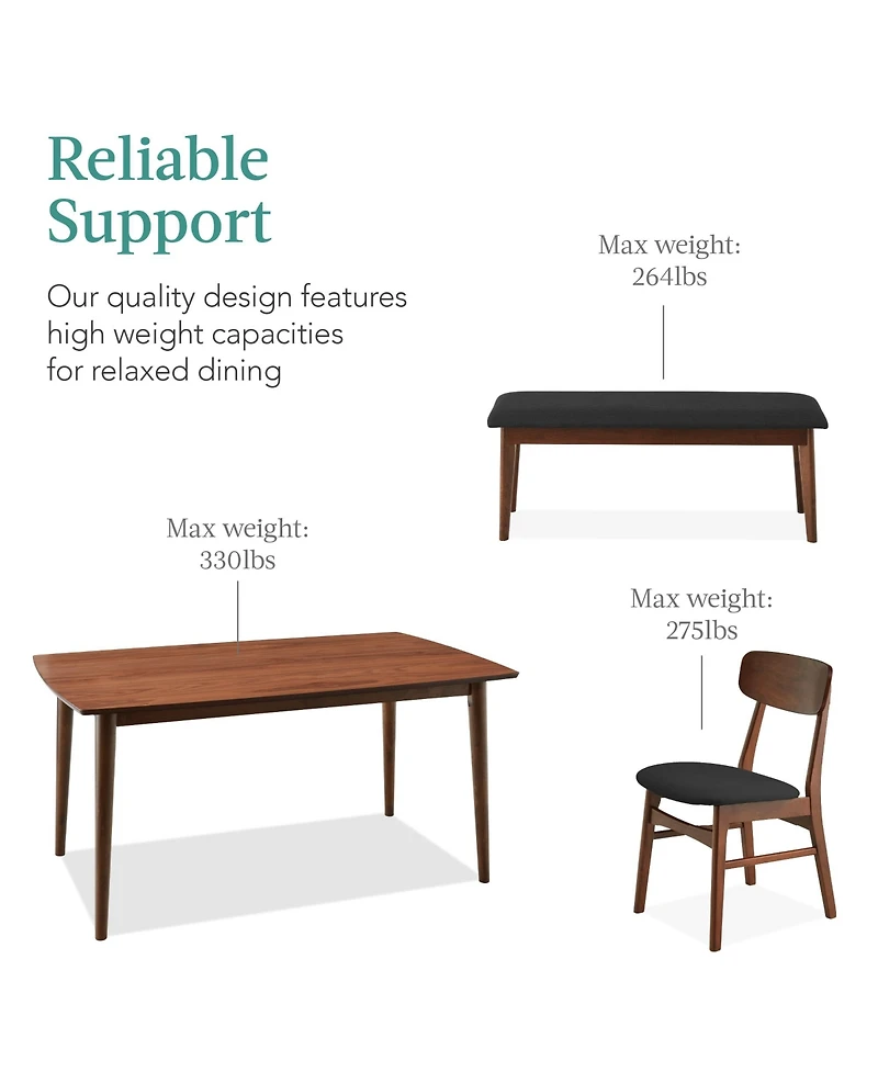 Best Choice Products 6-Piece Mid-Century Modern Upholstered Wooden Dining Set w/ 4 Chairs