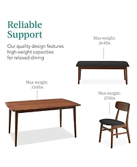 Best Choice Products 6-Piece Mid-Century Modern Upholstered Wooden Dining Set w/ 4 Chairs