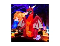 Mondawe 8 ft Halloween Inflatables Blow-up Red Dragon with Wings Skull