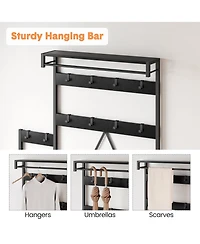 Gaomon Solid Wood Coat Rack,Hall Tree With Bench and Shoe Storage Parent-Child Coat Rack Shoe Bench Industrial Coat Tree Entryway Large Organizer