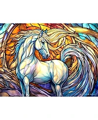 SunsOut Stained Glass Zoo White Horse 500 piece Jigsaw Puzzle for Adults