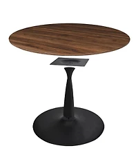 Maison Boucle 5-Piece Metal Base Round Dining Set with Pu Leather Chairs, Modern Kitchen Table for 4