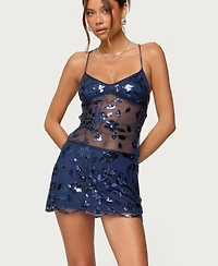 Edikted Women's Beaded & Sequin Backless Mini Dress