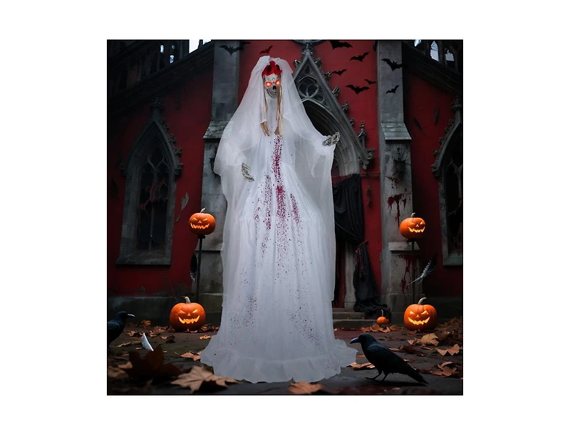 Mondawe Halloween Animatronic Standing Bride 7.2 ft Haunted House Decoration