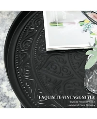 Homcom 24" Round Table with Hamme Tray Top & Metal Frame,