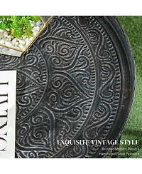 Homcom 24" Round Table with Hamme Tray Top & Metal Frame,