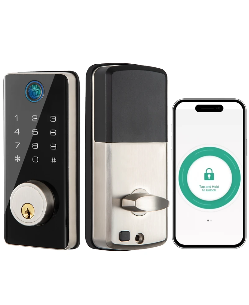 Zachvo Keyless Smart Lock with Fingerprint, Pin, App & Key Access — Electronic Door Lock, Alexa Compatible, Ansi Certified, IP56 Waterproof