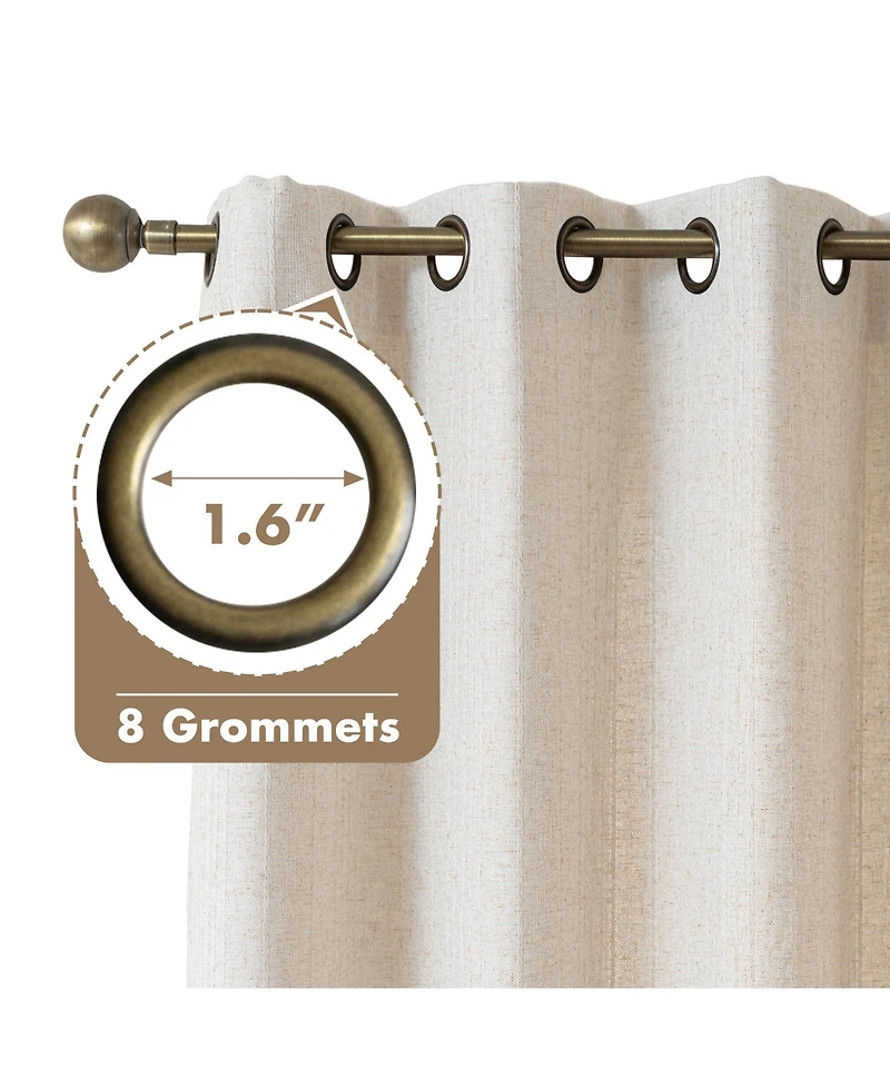 Awesome Home Linen Blend Solid Striped Room Darkening Curtains Pair