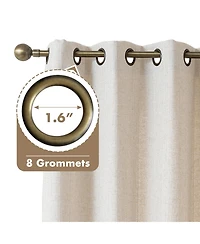 Awesome Home Linen Blend Solid Striped Room Darkening Curtains Pair