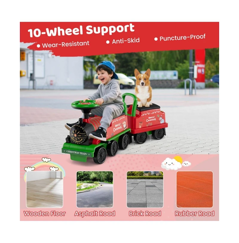 Hongge 6V Kids Ride On Train with Carriage and Led Lights