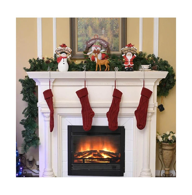 Yescom 18" Christmas Stockings Handmade Chunky Red Cable Knit Mantel Decoration 4 Pack