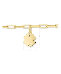 Devata Clover Heart Charm with Paperclip Chain Bracelet in 14K Gold, 7 in, approx. 2.8 grams.