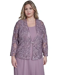 Jessica Howard Plus Soutache Jacket and Fit & Flare Dress, 2-Piece Set