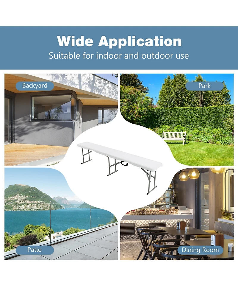 Costway 6 Ft Portable Folding Bench Outdoor Picnic Bench 550 lbs Limited for Dining