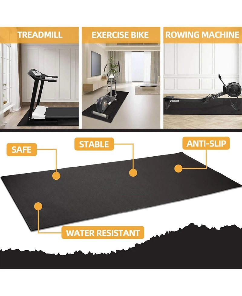 BalanceFrom High-Density Home Gym Equipment Mat, 1/4-Inch Pvc Protective Floor Mat for Treadmills, Exercise Bikes, and Fitness Machines, 6' x 4'
