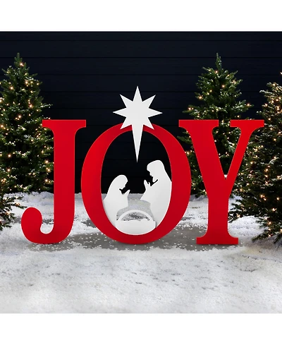 Best Choice Products 46in Outdoor Joy Christmas Nativity Decoration w/ Weather Resistant Pvc, Ground Stakes