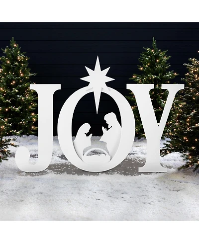 Best Choice Products 46in Outdoor Joy Christmas Nativity Decoration w/ Weather Resistant Pvc, Ground Stakes