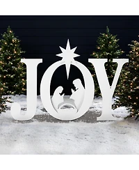Best Choice Products 46in Outdoor Joy Christmas Nativity Decoration w/ Weather Resistant Pvc, Ground Stakes