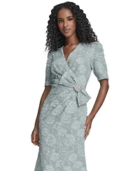 Jessica Howard Women's V-Neck Bow Detail Faux Wrap Gown