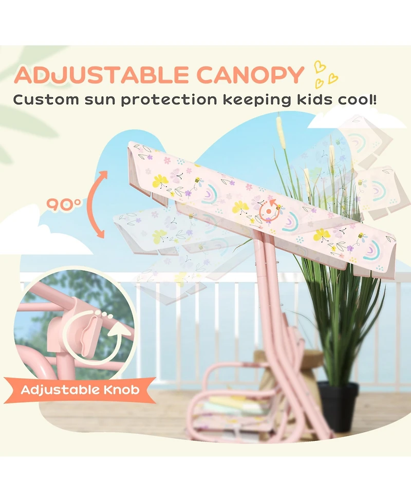 Qaba Kids Patio Swing, 2-Seater Outdoor Porch Swing Chair,