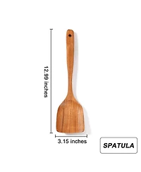 Sugift 9-Piece Natural Teak Wooden Kitchen Utensils Set