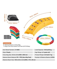 Hongge Kids Montessori Balance Beam Set with Non Slip Stepping Boards and Storage Bag