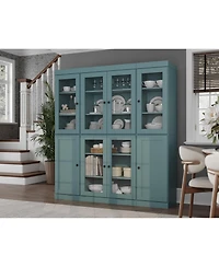 Palace Imports 100% Solid Wood 65" Pantry China Cabinet with Clear Glass, Shaker Doors & Adjustable Shelves