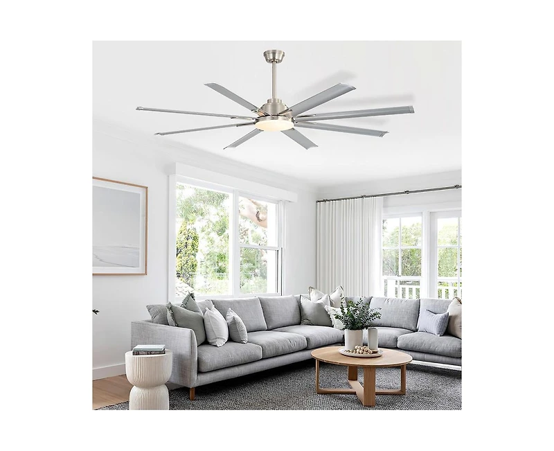 Sofucor 84-inch Standard Industrial 8-Blade Led Ceiling Fan with Remote and Intelligent Control and Voice Function