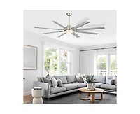 Sofucor 84-inch Standard Industrial 8-Blade Led Ceiling Fan with Remote and Intelligent Control and Voice Function