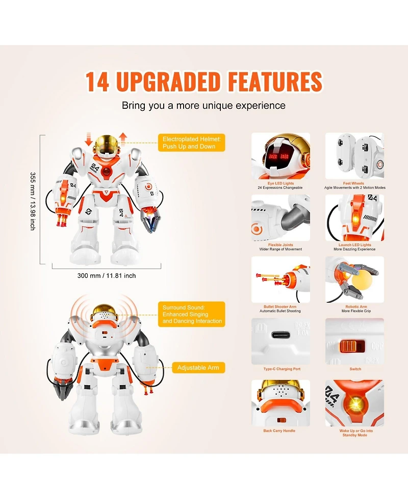 Mecale Rc Robot Toy for Kids, Programmable Remote Control Battle Robot with Bullets, Interactive Walking & Dancing Smart Robot for Boys Girls