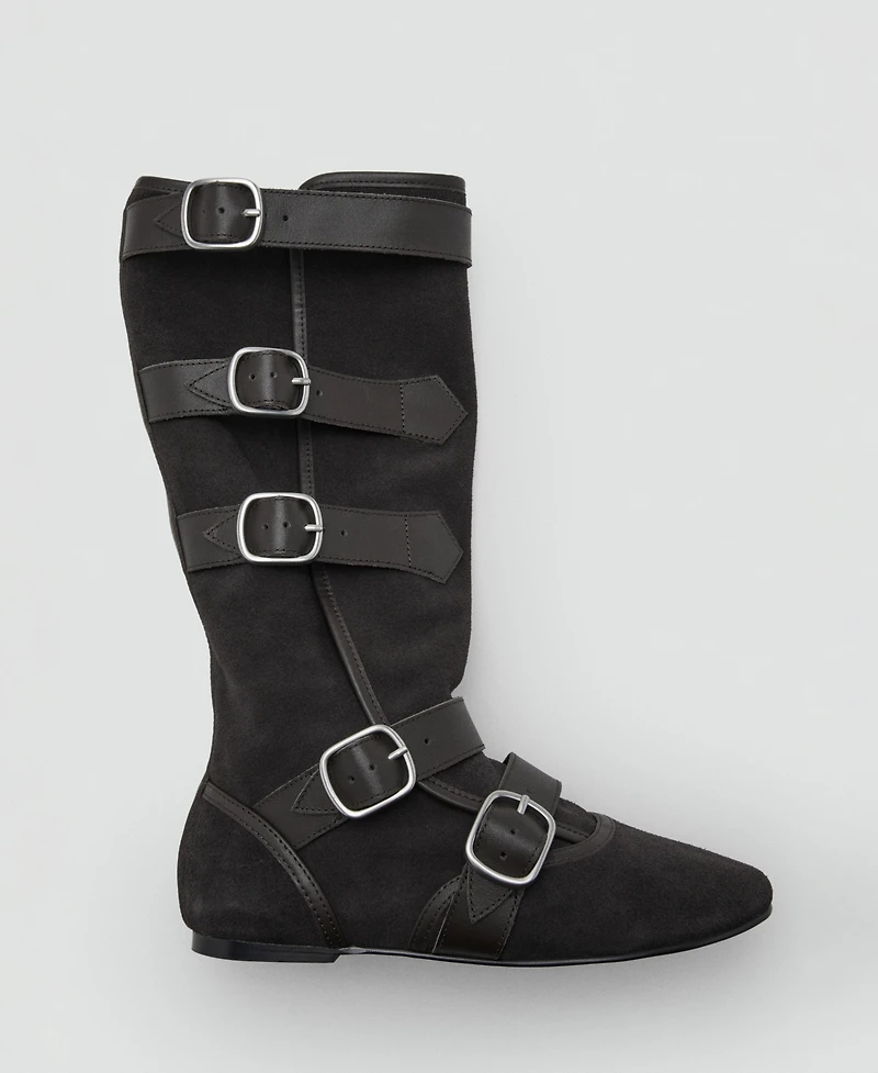 Mango Women's Buckle Suede Boots