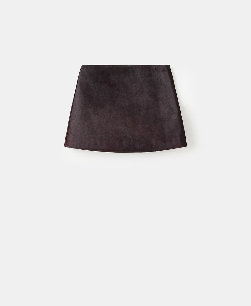 Mango Women's Fur Leather Mini-Skirt