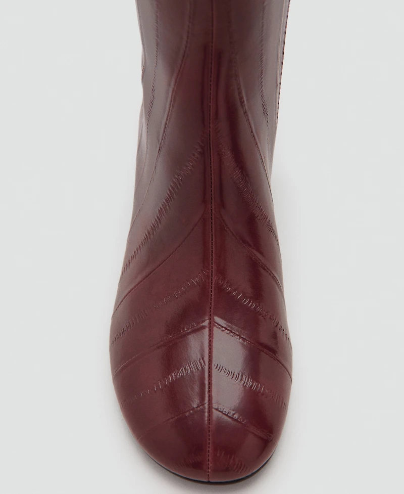 Mango Women's Textured Heeled Boots