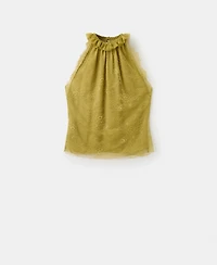 Mango Women's Ruff Collar Lace Top