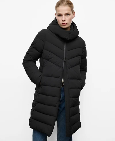 Mango Women's Hood Midi Quilted Anorak