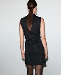 Mango Women's Rhinestones Perkins-Neck Top