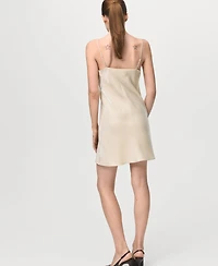 Mango Women's Low-Cut Neckline Satin Dress