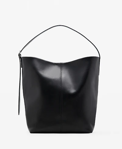 Mango Women's Leather Bucket Bag