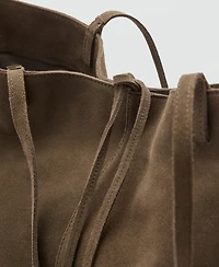 Mango Women's Suede Leather Shopper Bag