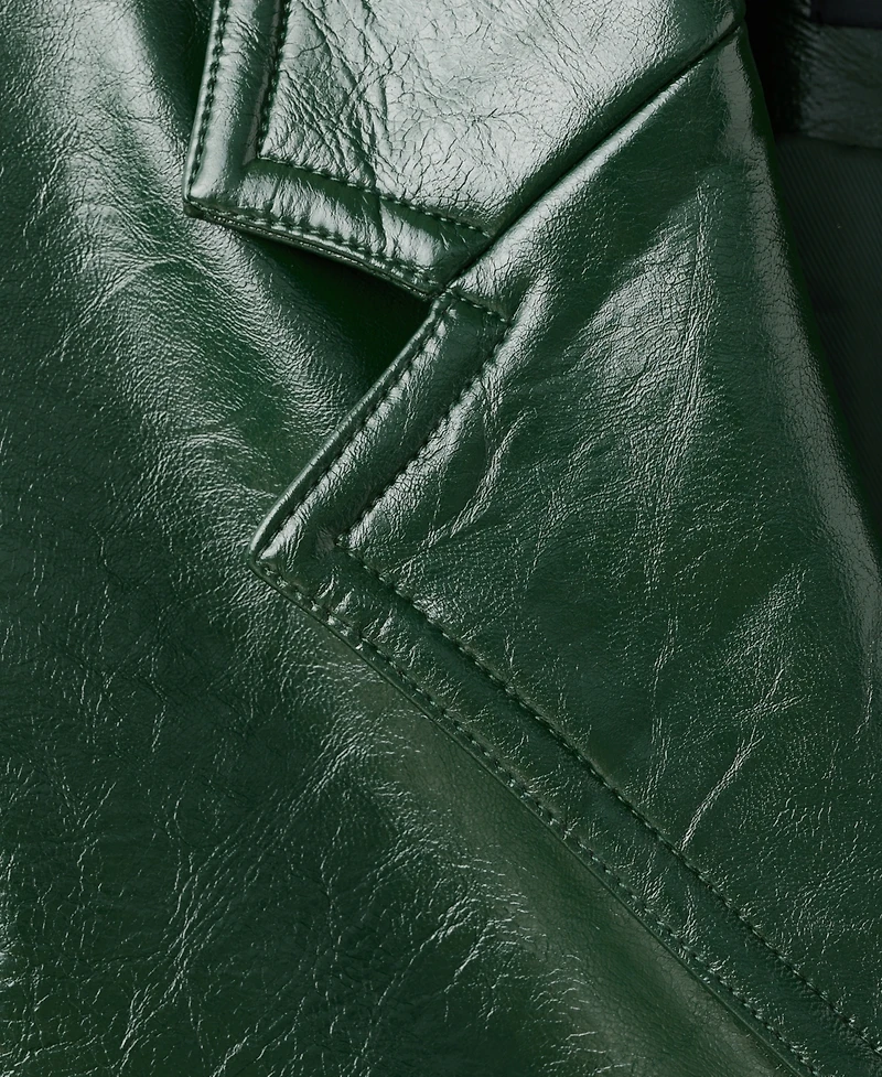 Mango Women's Long Faux-Leather Coat