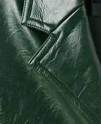 Mango Women's Long Faux-Leather Coat