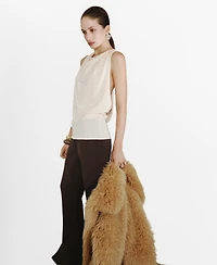 Mango Women's Metallic Detail Draped Top