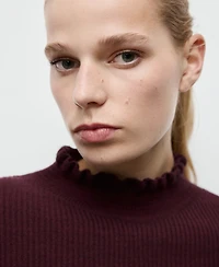 Mango Women's Scalloped Edges Ribbed Sweater