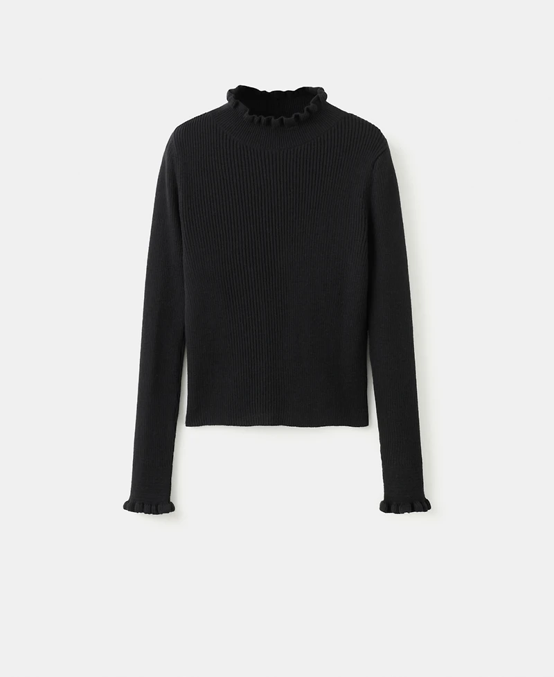 Mango Women's Scalloped Edges Ribbed Sweater