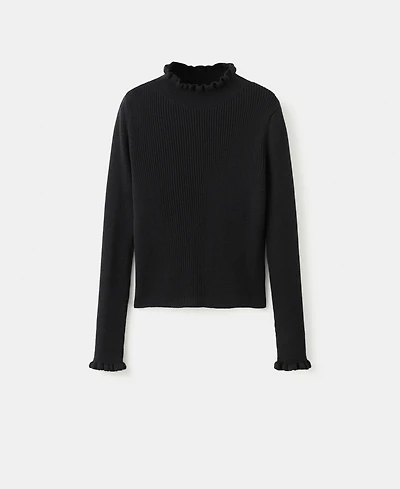 Mango Women's Scalloped Edges Ribbed Sweater