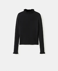 Mango Women's Scalloped Edges Ribbed Sweater