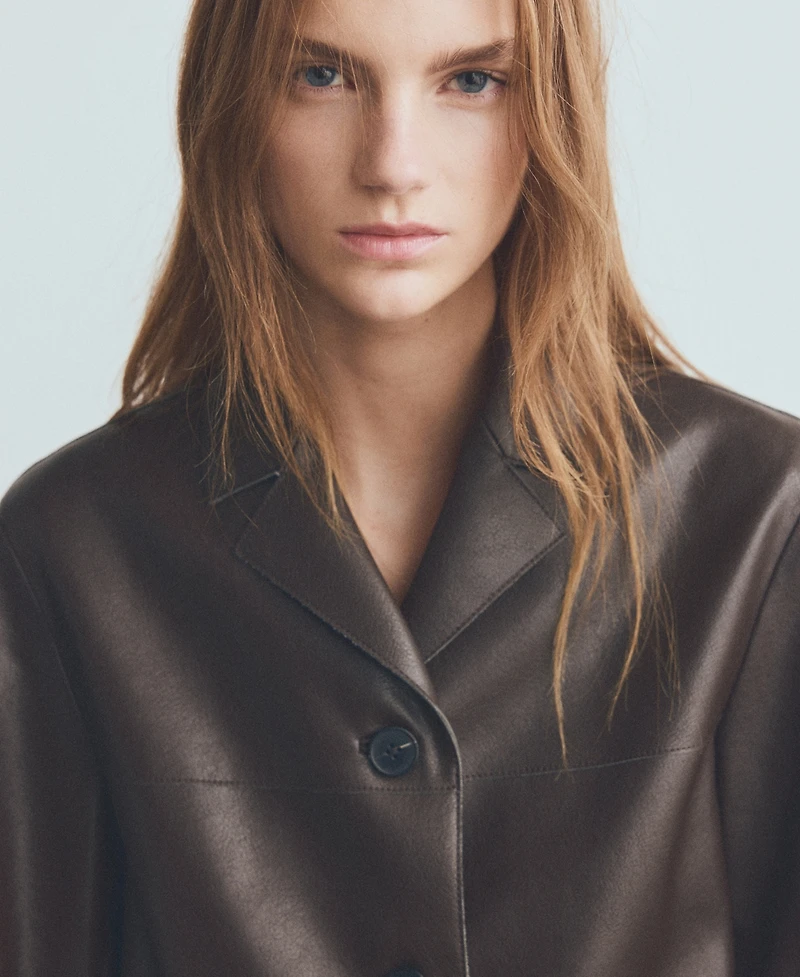 Mango Women's Pockets Faux-Leather Jacket