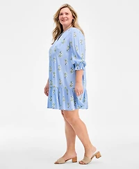 Style & Co Plus Printed Quilted Dress, Macy's Exclusive
