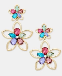Karl Lagerfeld Paris Multicolor Crystal Flower Double Drop Earrings